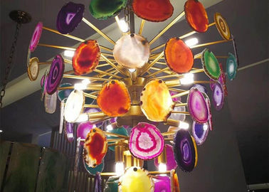 China Grupo chapeado da lâmpada da ágata dos ofícios da pedra da decoração metal natural interno fornecedor