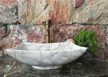 China Dissipador de mármore poligonal do banheiro, dissipadores de pedra naturais da embarcação para o banheiro fornecedor