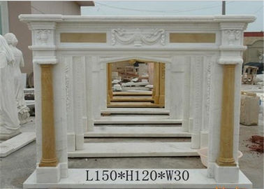 China Bordadura de mármore branca natural do fogo, mármore em torno da forma clássica da coluna da chaminé fornecedor